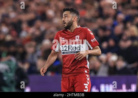 Middlesbrough, Großbritannien. 01. März 2022. Neil Taylor #3 von Middlesbrough während des Spiels in Middlesbrough, Vereinigtes Königreich am 3/1/2022. (Foto von Mark Cosgrove/News Images/Sipa USA) Quelle: SIPA USA/Alamy Live News Stockfoto