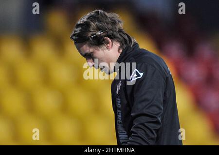 Benevento, Italien. 01. März 2022. Marco Carnesecchi Spieler von Cremonese, während des Spiels der italienischen serieB Meisterschaft zwischen Benevento gegen Cremonese, Endergebnis Benevento 1, Cremonese 1. Das Spiel wird im Ciro Vigorito Stadion gespielt. Benevento, Italien, 01. März 2022. (Foto von Vincenzo Izzo/Sipa USA) Quelle: SIPA USA/Alamy Live News Stockfoto