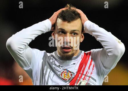 Benevento, Italien. 01. März 2022. Gianluca Gaetano Spieler von Cremonese, während des Spiels der italienischen serieB Meisterschaft zwischen Benevento und Cremonese, Endergebnis Benevento 1, Cremonese 1. Das Spiel wird im Ciro Vigorito Stadion gespielt. Benevento, Italien, 01. März 2022. (Foto von Vincenzo Izzo/Sipa USA) Quelle: SIPA USA/Alamy Live News Stockfoto