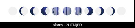 Darstellung Der Phasen Des Dunkelblauen Mondes Stock Vektor
