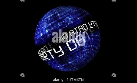 Schmutziges Datenkonzept auf rotierender Kugel Stockfoto