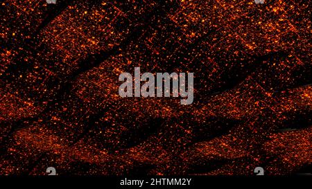 Floating Digital Big Data, nahtlose Schleife. Animation. Futuristisches IT- oder Science-Fiction-Konzept, winkende Streifen mit gepunkteten Laufstreifen Stockfoto