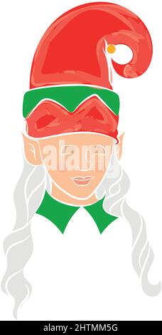 Isoliert niedlichen weihnachten weibliche Elf Avatar Vektor Stock Vektor
