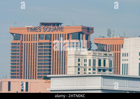 Berjaya Times Square Einkaufszentrum 48-stöckiges Twin Tower, Hotel, Eigentumswohnung, Vergnügungspark, Einkaufszentrum in Bukit Bintang, Kuala Lumpur, Malyasia Stockfoto