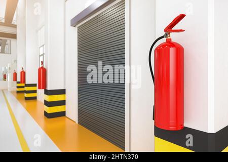 3D Feuerlöscher im Werk Stockfoto