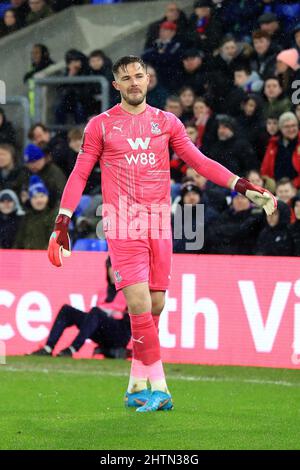 Jack Butland #1 von Crystal Palace schmunkt bei Stoke City Fan-Geplänkel. Stockfoto