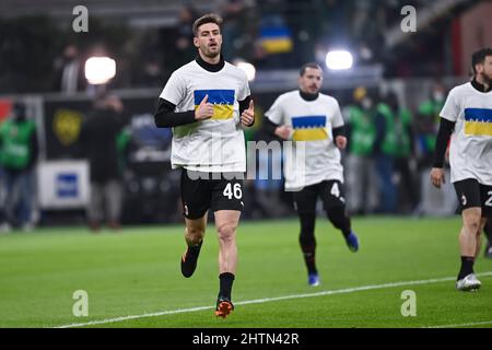 Matteo Gabbia (Mailand) während des italienischen „Serie A Italien Cup“-Spiels zwischen Mailand 0-0 Inter im Giuseppe Meazza-Stadion am 1. März 2022 in Mailand, Italien. Quelle: Maurizio Borsari/AFLO/Alamy Live News Stockfoto