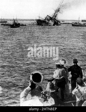 HMS Majestic sank am 27.. Mai 1915 in Gallipoli, nachdem sie von dem deutschen U-Boot U-21 torpediert worden war Stockfoto