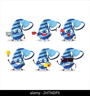 Blaue Krawatte Zeichentrickfigur mit verschiedenen Arten von Business-Emoticons. Vektorgrafik Stock Vektor