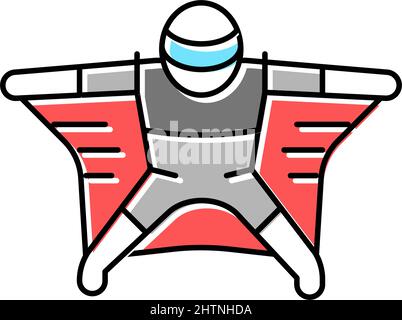 Fliegende Wingsuit Sportsman Farbe Symbol Vektor Illustration Stock Vektor