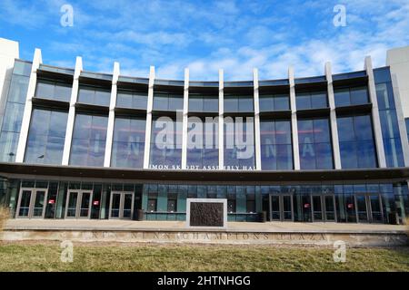 Eine allgemeine Ansicht der Simon Skjodt Assembly Hall auf dem Campus der Indiana University, Montag, 1. März 2022, in Bloomington, Ind Die Arena ist die Heimstätte der Indiana Hoosiers Männer- und Frauen-Basketballteams. Stockfoto