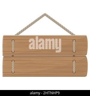 Holztafel aus Brettern. Leere hölzerne Plakatwand, Farbvektordarstellung. Stock Vektor