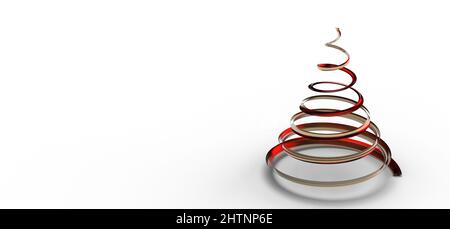 3D Darstellung eines einfach gestalteten Weihnachtsbaums isoliert auf weißem Hintergrund Stockfoto