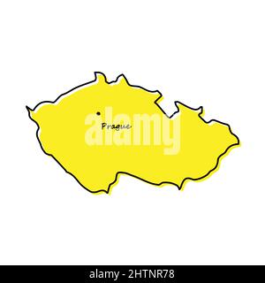 Einfache Übersichtskarte der Tschechischen Republik mit Hauptlage. Stilisiertes, minimalistisches Liniendesign Stock Vektor