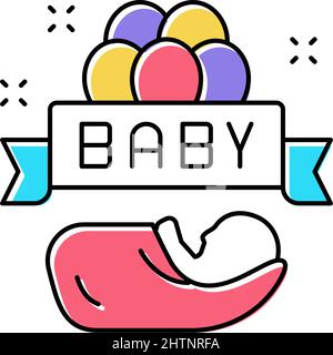Baby geboren Feier Luftballons Farbe Symbol Vektor Illustration Stock Vektor