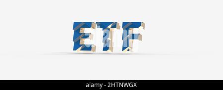 3D Darstellung von Exchange Traded Fund- oder EFT-Text isoliert auf weißem Hintergrund Stockfoto