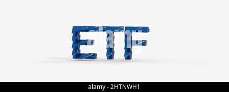 3D Darstellung von Exchange Traded Fund- oder EFT-Text isoliert auf weißem Hintergrund Stockfoto