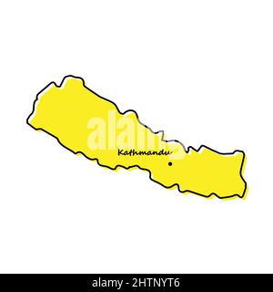 Einfache Übersichtskarte von Nepal mit Hauptlage. Stilisiertes, minimalistisches Liniendesign Stock Vektor