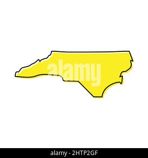 Einfache Übersichtskarte von North Carolina ist ein Bundesstaat der Vereinigten Staaten. Stilisiertes, minimalistisches Liniendesign Stock Vektor