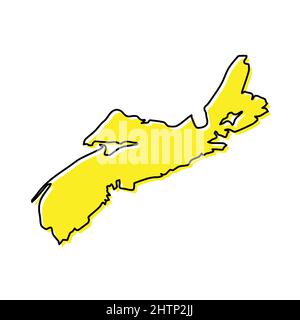 Einfache Übersichtskarte von Nova Scotia ist eine Provinz von Kanada. Stilisiertes, minimalistisches Liniendesign Stock Vektor