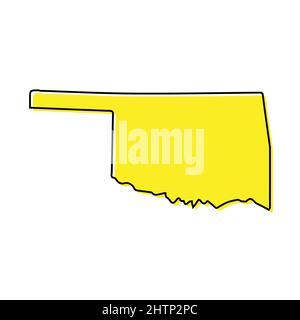 Einfache Übersichtskarte von Oklahoma ist ein Bundesstaat der Vereinigten Staaten. Stilisiertes, minimalistisches Liniendesign Stock Vektor