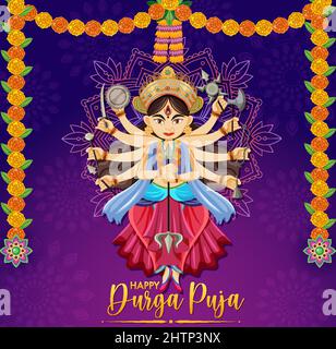 Happy Durga Puja Event Day Illustration Stock Vektor