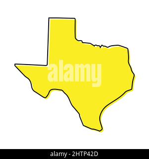 Einfache Übersichtskarte von Texas ist ein Bundesstaat der Vereinigten Staaten. Stilisiertes, minimalistisches Liniendesign Stock Vektor