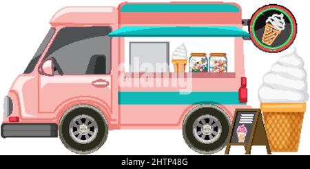 Ein süßes Eis LKW auf weißem Hintergrund Illustration Stock Vektor