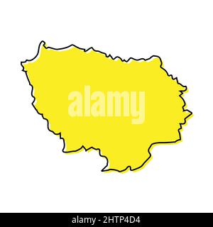 Einfache Übersichtskarte von Ile-de-France ist eine Region von Frankreich. Stilisiertes, minimalistisches Liniendesign Stock Vektor