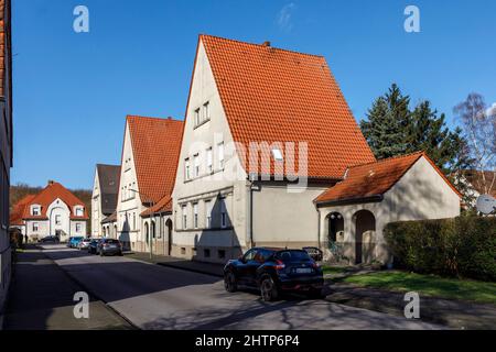 Gartenstadt Welheim in Bottrop ist die Arbeitersiedlung Teil der Industrial Heritage Route Stockfoto