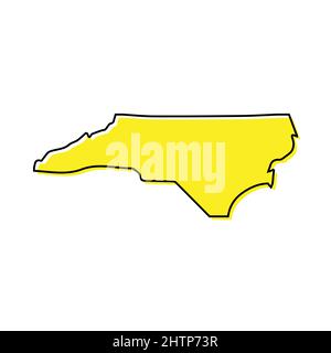 Einfache Übersichtskarte von North Carolina ist ein Bundesstaat der Vereinigten Staaten. Stilisiertes, minimalistisches Liniendesign Stock Vektor