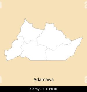 Hochwertige Karte von Adamawa ist eine Provinz von Kamerun, mit Grenzen der Bezirke Stock Vektor