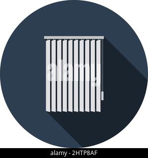 Symbol Für Vertikale Fensterläden Im Büro. Flaches Kreiseldesign Mit Langen Schatten. Vektorgrafik. Stock Vektor