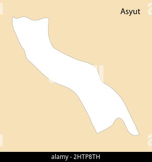 Hochwertige Karte von Asyut ist eine Region von Ägypten, mit Grenzen der Bezirke Stock Vektor
