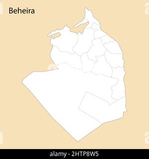 Hochwertige Karte von Beheira ist eine Region von Ägypten, mit Grenzen der Bezirke Stock Vektor