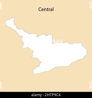 Hochwertige Karte von Central ist eine Region von Ghana, mit Grenzen der Bezirke Stock Vektor