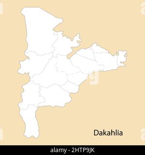 Hochwertige Karte von Dakahlia ist eine Region von Ägypten, mit Grenzen der Bezirke Stock Vektor
