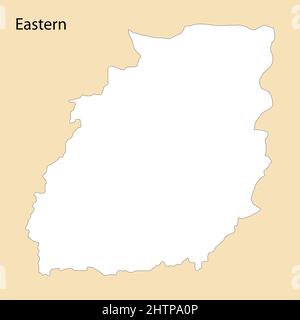 Hochwertige Karte von Eastern ist eine Region von Ghana, mit Grenzen der Bezirke Stock Vektor