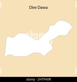 Hochwertige Karte von Dire Dawa ist eine Region von Äthiopien, mit Grenzen der Bezirke Stock Vektor