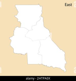 Hochwertige Karte der Ostregion ist eine Provinz von Kamerun, mit Grenzen der Bezirke Stock Vektor