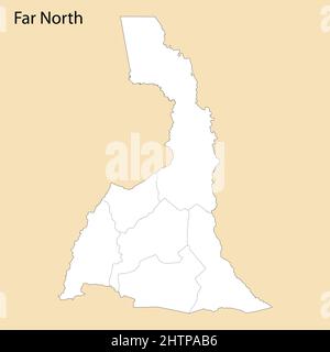 Hochwertige Karte von Far North ist eine Provinz von Kamerun, mit Grenzen der Bezirke Stock Vektor