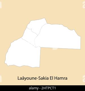 Hochwertige Karte von Laayoune-Sakia El Hamra ist eine Provinz von Marokko, mit Grenzen der Bezirke Stock Vektor