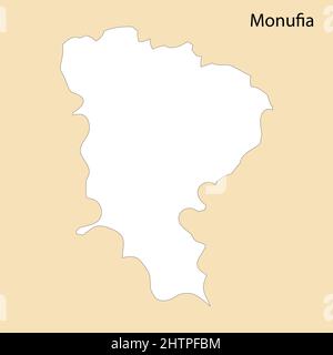Hochwertige Karte von Monufia ist eine Region von Ägypten, mit Grenzen der Bezirke Stock Vektor