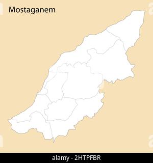 Hochwertige Karte von Mostaganem ist eine Provinz von Algerien, mit Grenzen der Bezirke Stock Vektor