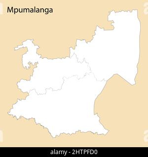 Hochwertige Karte von Mpumalanga ist eine Region von Südafrika, mit Grenzen der Bezirke Stock Vektor