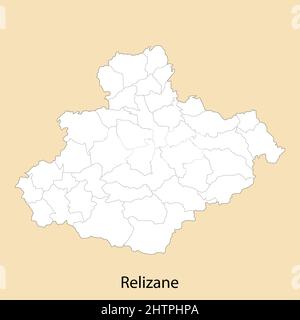 Hochwertige Karte von Relizane ist eine Provinz von Algerien, mit Grenzen der Bezirke Stock Vektor