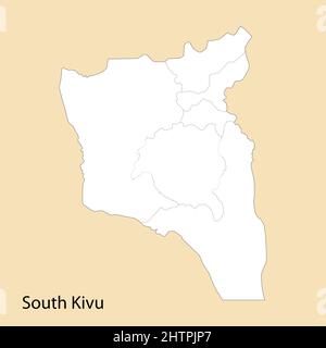 Hochwertige Karte von Süd-Kivu ist eine Region von DR Kongo, mit Grenzen der Bezirke Stock Vektor