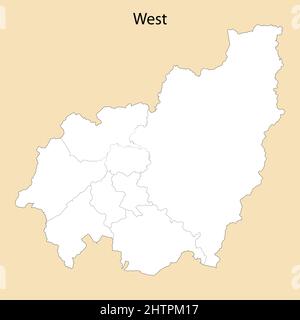 Hochwertige Karte der West Region ist eine Provinz von Kamerun, mit Grenzen der Bezirke Stock Vektor