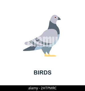 Flaches Vogelsymbol. Farbiger Elementschild aus der Natursammlung. Flat Birds Icon-Zeichen für Webdesign, Infografiken und mehr. Stock Vektor