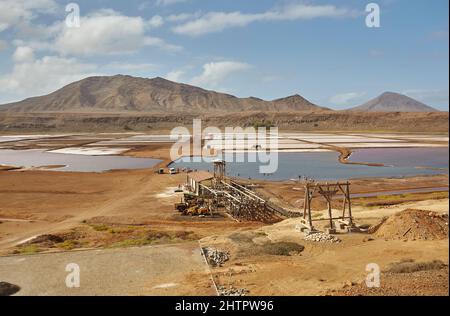 Salinas, Salzpfannen im Nordosten der Insel Sal, Kap Verde. Stockfoto